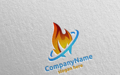 Modèle de logo 3D Fire Flame Element Design 2