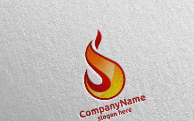 3D Yangın Alev Eleman Tasarımı 6 Logo Şablonu