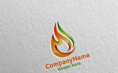 Modello di logo 3D Fire Flame Element Design 3