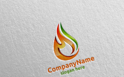 Plantilla de logotipo 3D Fire Flame Element Design 3