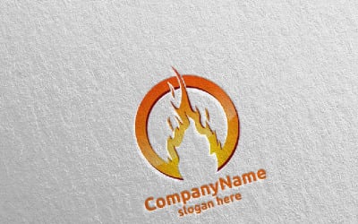 Plantilla de logotipo 3D Fire Flame Element Design 4