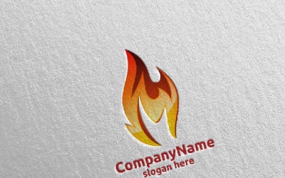 Plantilla de logotipo 3D Fire Flame Element Design 5