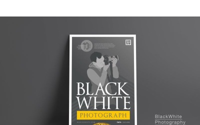 Póster de fotografía minimalista en blanco y negro - Plantilla de identidad corporativa