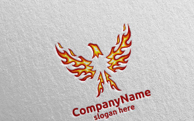 Eagle with Fire and Flame Concept Design 18 Logo Template