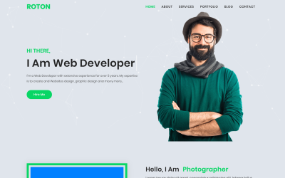 Modello di Landing Page Responsive #99215 "Roton Personal Portfolio"