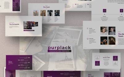 PURPLACK演示文稿的PowerPoint模板