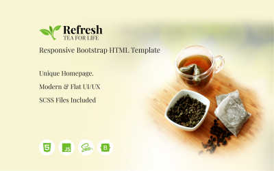 Refresh Tea - Modelo HTML de site de comércio eletrônico responsivo