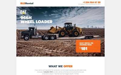 "BLDRental - Equipment Rental" 响应式着陆页模板 #99334