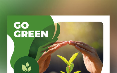 Környezet szórólap elrendezés zöld ékezetekkel - arculat sablon