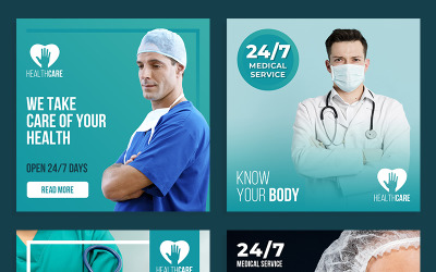 "Healthcare Post Layout Set" - Шаблон для соцмереж №99749