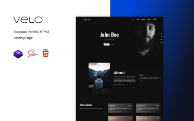 Tema di Landing Page Responsive #99729 "Velo - Developer Portfolio"