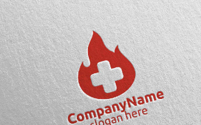 Yangın Çapraz Tıp Hastanesi Tasarım 49 Logo Şablonu