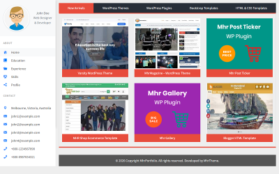 MhrPortfolio - Personal Portfolio and Digital Online Item or Product Based WordPress Theme