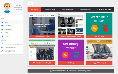 MhrPortfolio - Portfolio och digital produktbaserat WordPress-tema