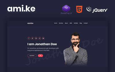 Responsywny szablon strony www Amike - Personal Portfolio Boostrap 4 Website Template #99820