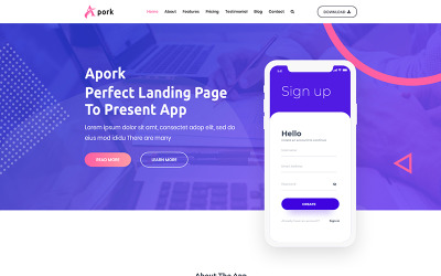 Apork - motyw WordPress dotyczący produktu Landing