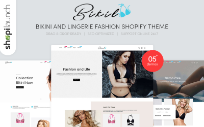 Bikil - responsywny motyw Shopify dotyczący mody bikini i bielizny