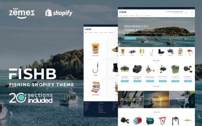 FishB - Shopify Modello di progettazione di siti Web per la pesca Tema Shopify