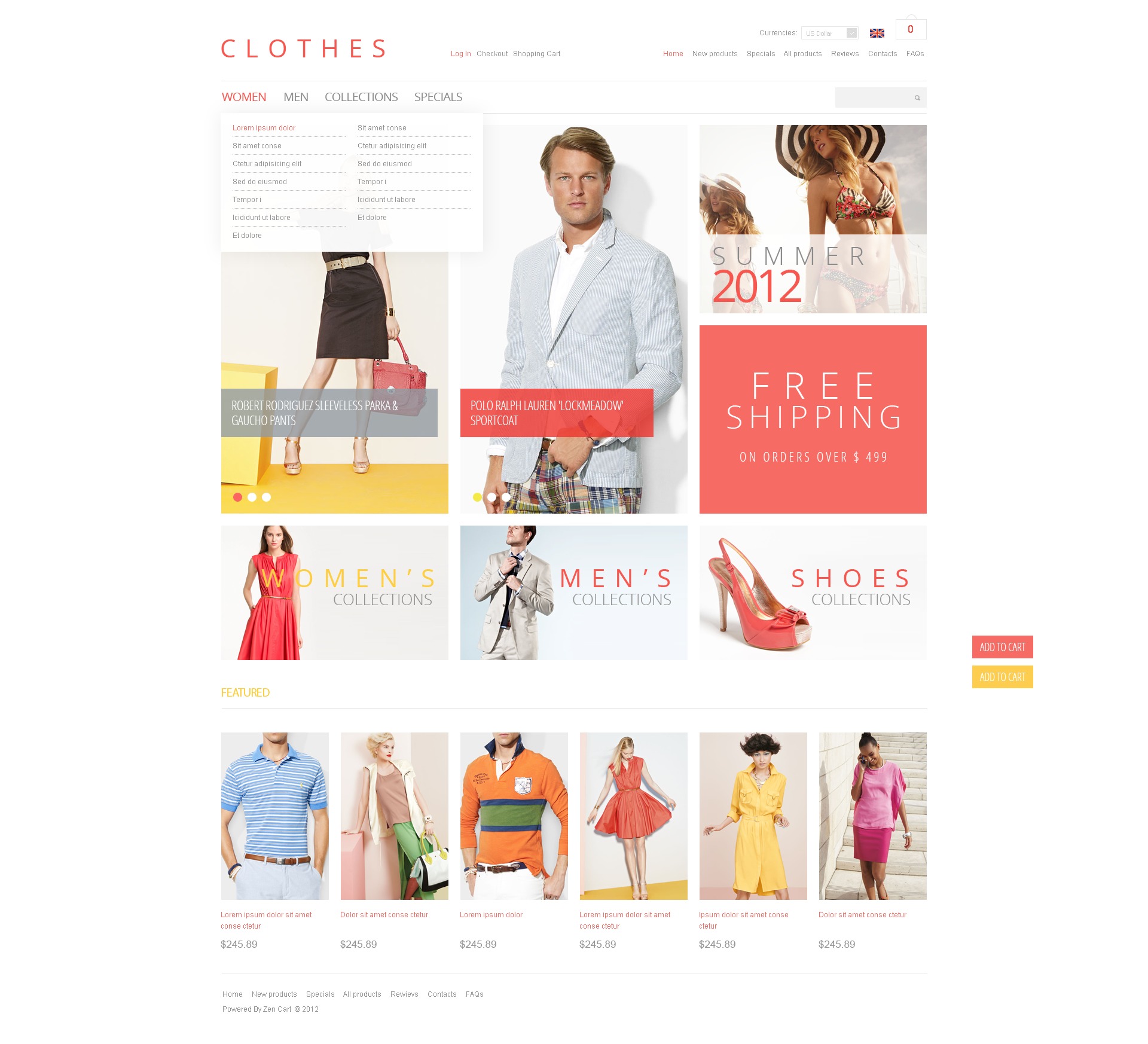 衣服网店ZenCart模板 #40118 - 截图