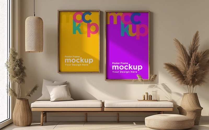 Frame Mockup with Vases and Decorative Items on the table 55 Product Mockup