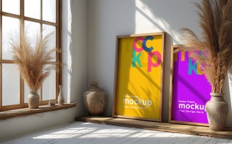 Poster Frame Mockup with a vases 90