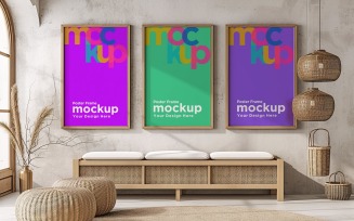Poster Frame Mockup with a vases and decorative items 61