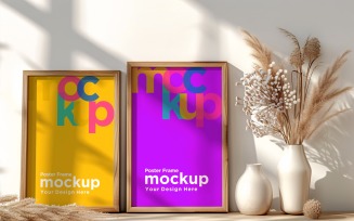 Poster Frame Mockup with a vases on the shelf 70