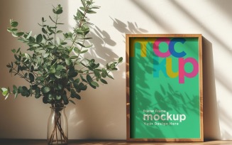 Poster Frame Mockup with a vases on the shelf 85