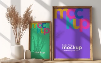 Poster Frame Mockup with a vases on the shelf 94