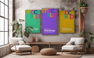 Poster Frame Mockup with Vases and Decorative Items 62
