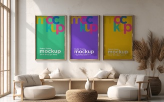 Poster Frame Mockup with Vases and Decorative Items 63