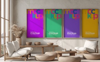 Poster Frame Mockup with Vases and Decorative Items 67