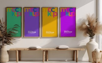 Poster Frame Mockup with Vases and Decorative Items 80