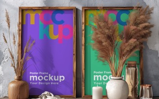 Poster Frame Mockup with Vases and Decorative Items 91