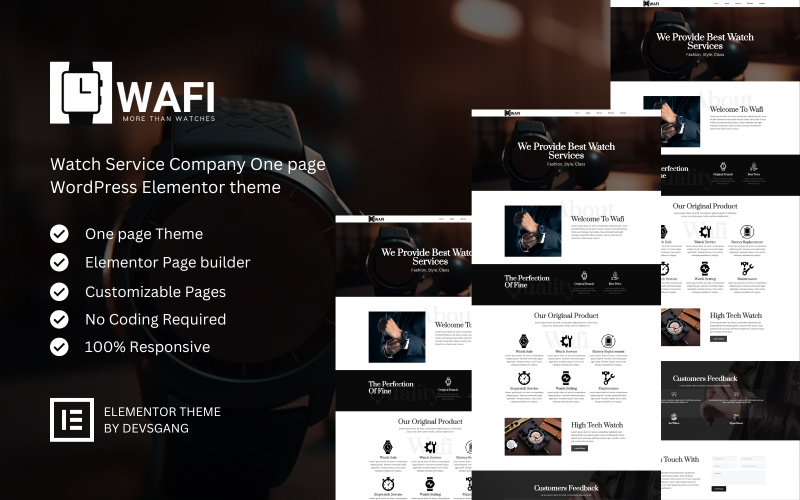 Wafi - A Minimal & Clean Watch Service Company Wordpress Theme WordPress Theme