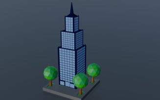 A skyscraper in a low poli