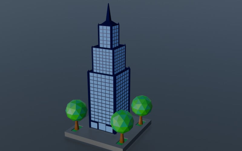 A skyscraper in a low poli Model