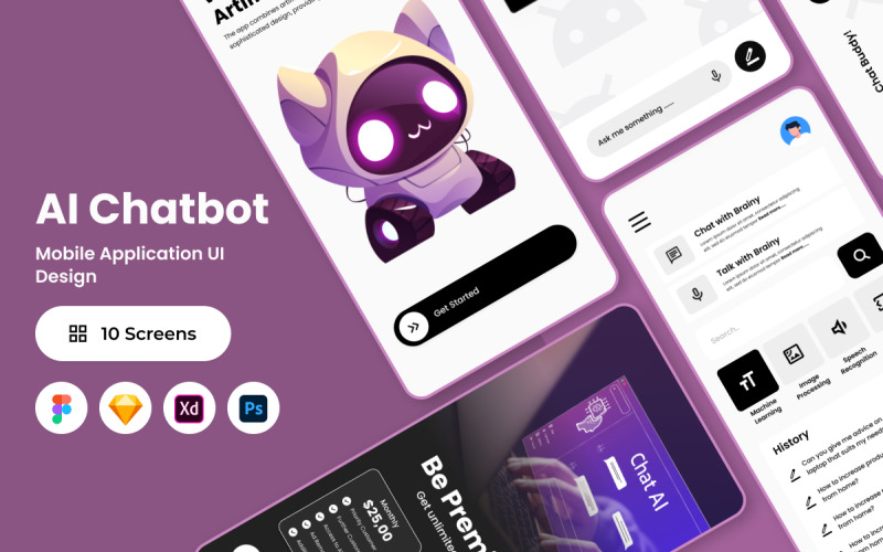 Brainy - AI Chatbot Mobile App UI Element