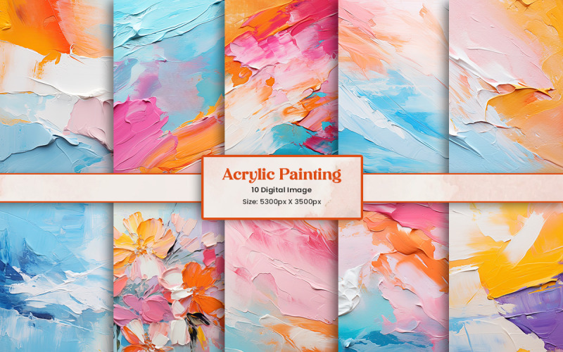 Colorful abstract acrylic painting on canvas texture Background