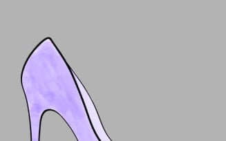 Hand drawn of high heel with purple watercolor, a vector doodle art