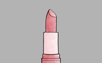 Hand drawn of lipstick with red watercolor, a vector doodle art
