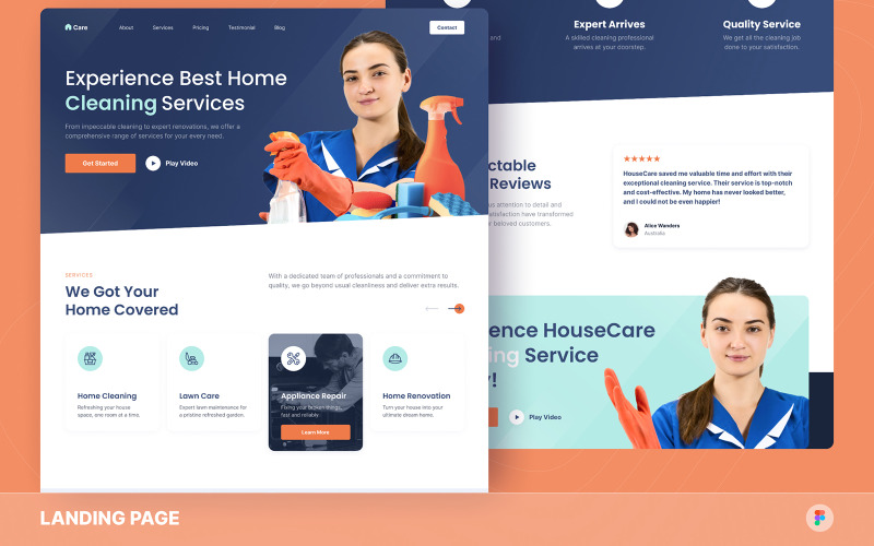 HouseCare - Home Service Landing Page UI Element