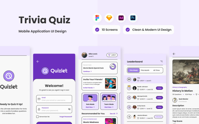 Quizlet - Trivia Quiz Mobile App UI Element