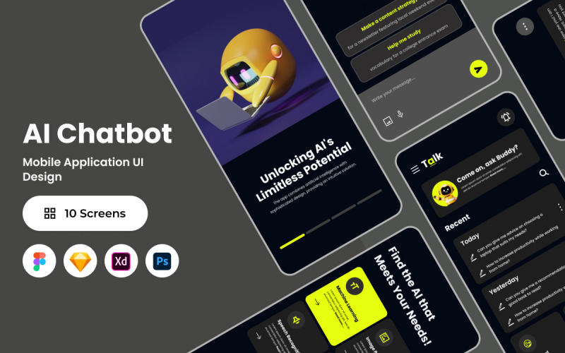 Talk - AI Chatbot Mobile App UI Element