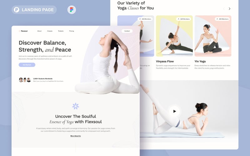 FlexSoul - Yoga Landing Page UI Element