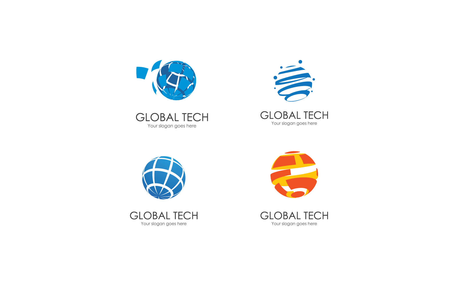 Global technology illustration logo template