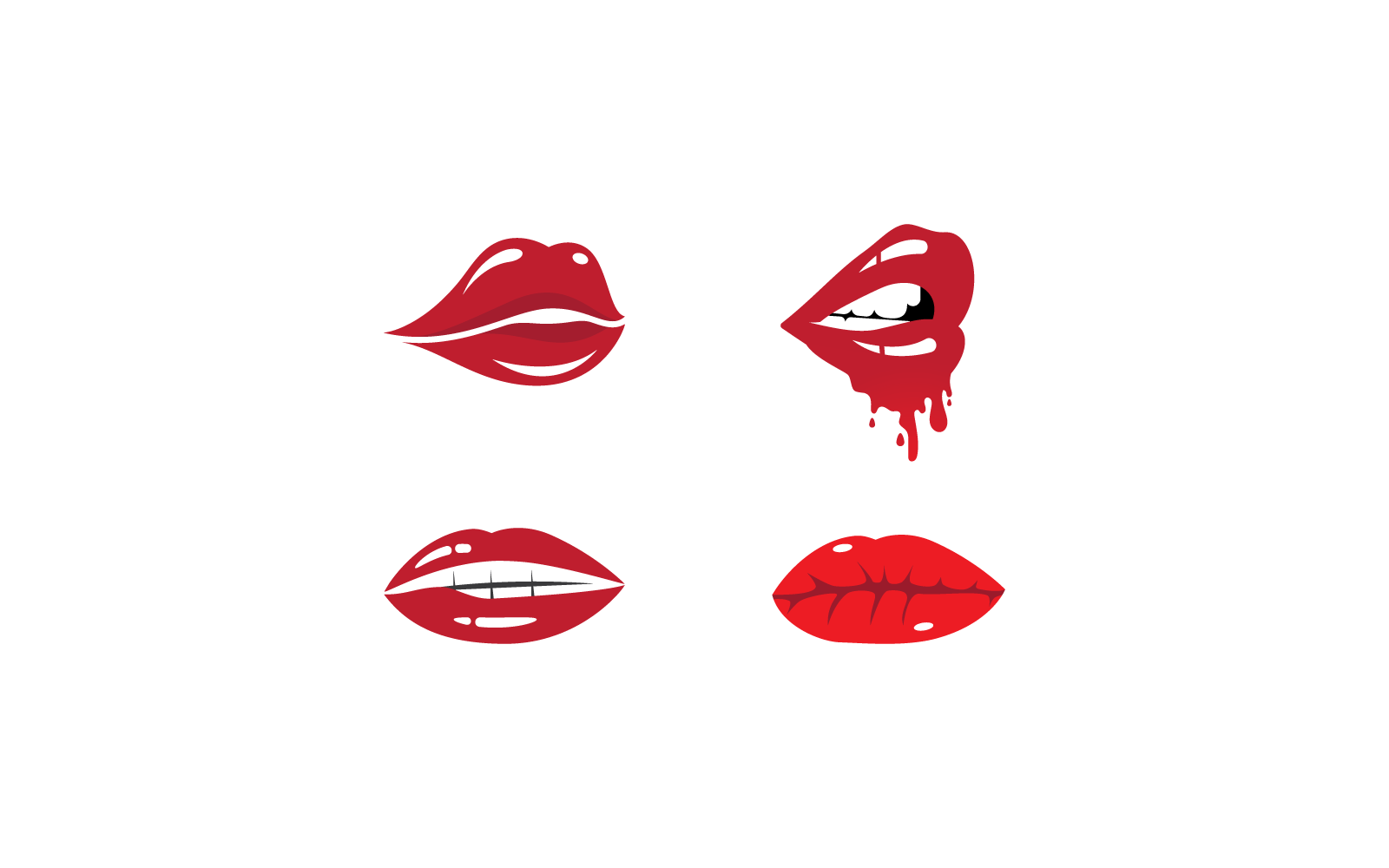 Güzellik dudakları kadın logosu düz tasarım illüstrasyon şablonu