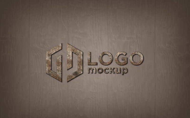 Old Walnut Wood Style Logo Mokcup Template Product Mockup