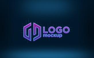 Purple Glowing Logo Mockup Template