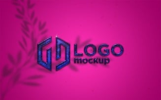 Blue Glitter Logo Mockup Template